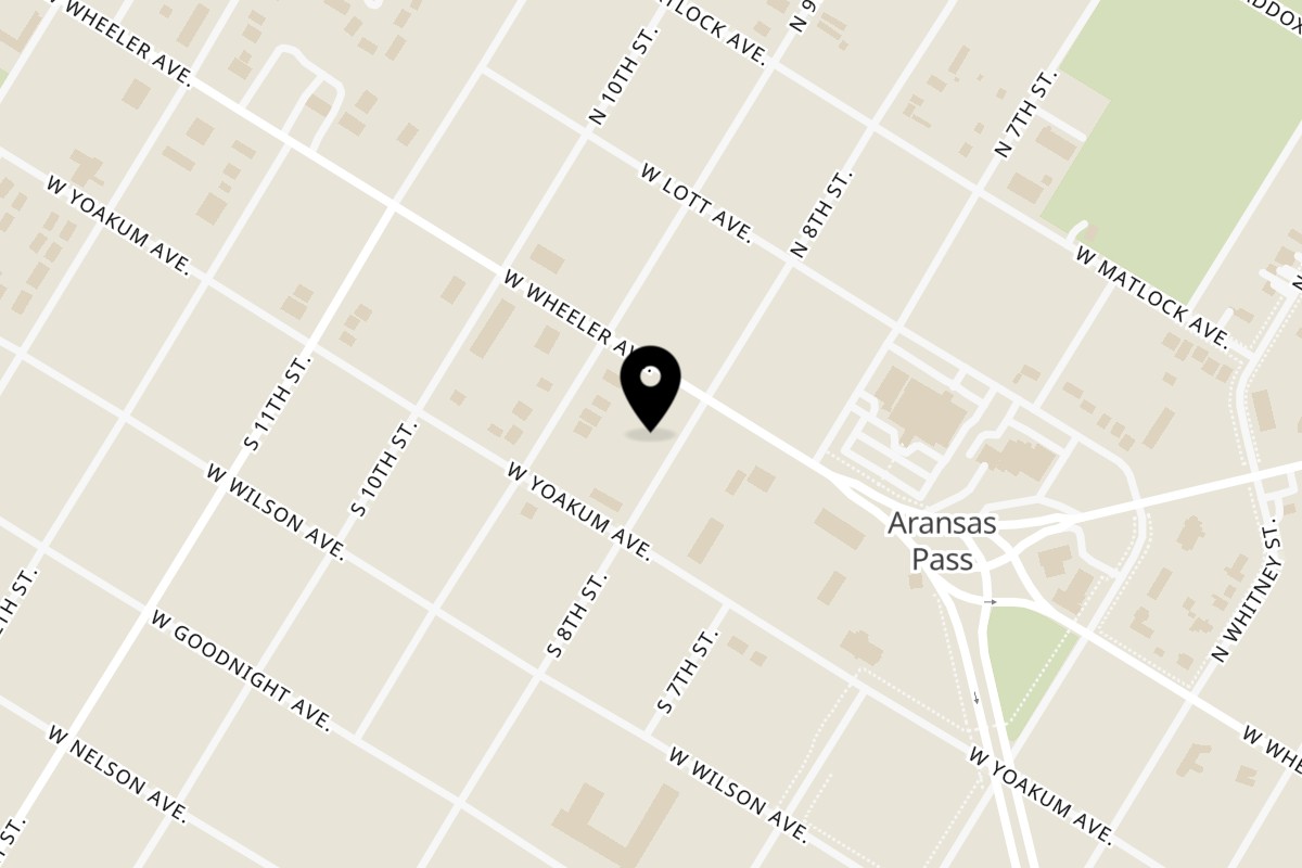 Map showing the location of Shrimp It Up - Bar & Grill on 120 S 8th St in Aransas Pass